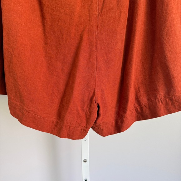 ModCloth Womens Plus Size 18W Orange Linen Blend High Waist‎ Pleated Shorts - Picture 8 of 8